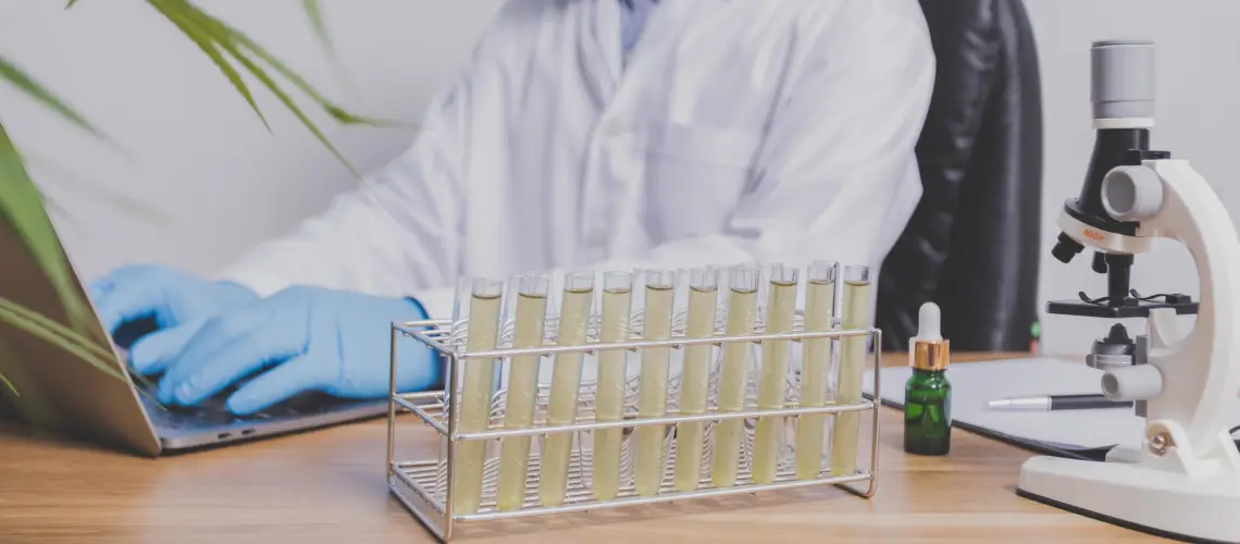 A researcher studying medical plant-based therapy advancements